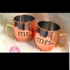 Mr🖤 and mrs🖤 copper finish mug